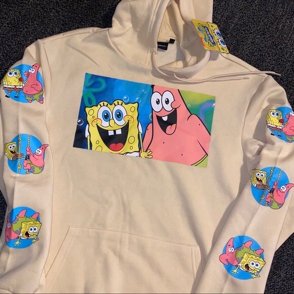 Spongebob Square pants NWT! tan hoodie - Picture 6 of 8